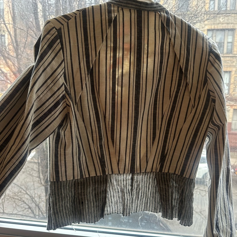 Gary Graham fem/punk Striped Button-Up tailored jacket with Floral lining - Picture 7 of 14